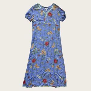 Vintage SAREET Lavender Floral Maxi Empire Dress Size Medium USA Made